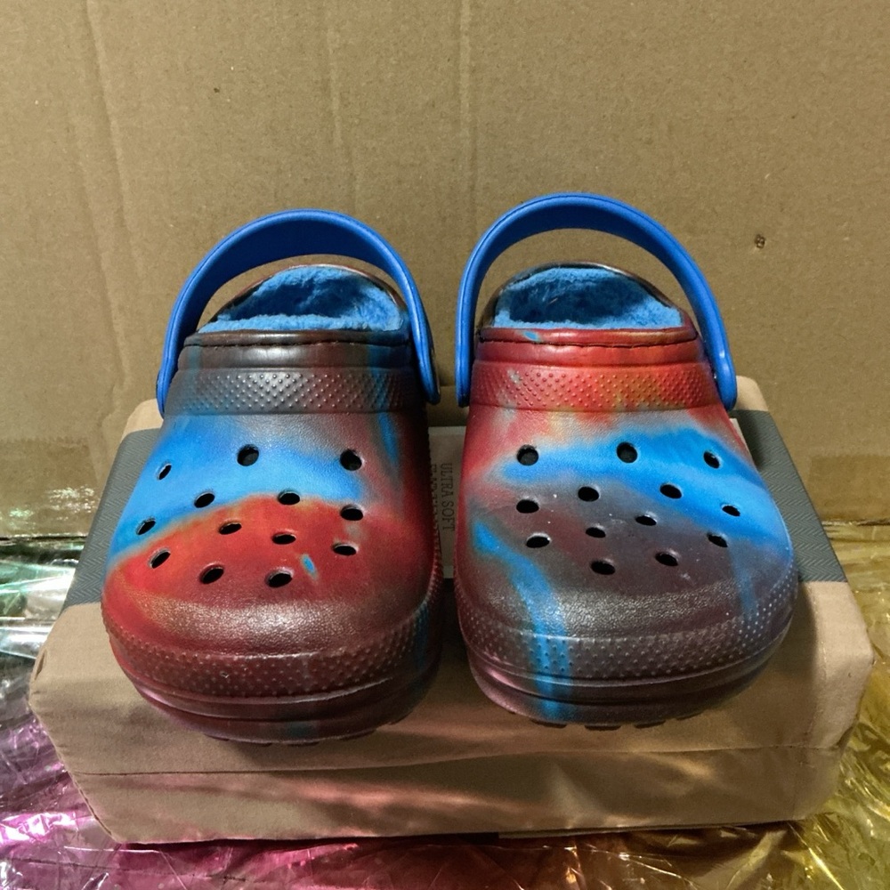 CROCS Kids Water Shoes with Blue and Red Design